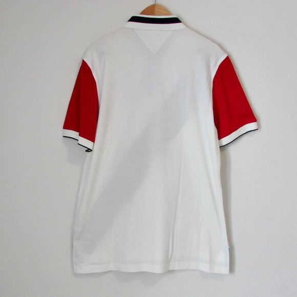 Tommy Hilfiger Polo Shirt Logo White Red Blue Stripe NEW WITH TAGS NWT Size XL - Picture 10 of 12